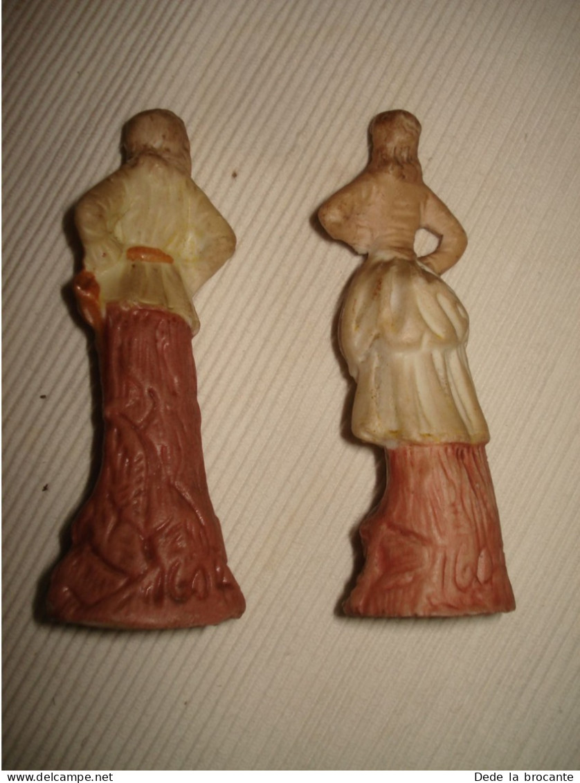 O15 / Très Ancien Couple Courtisants - Fine Porcelaine - Polychrome  - XIIX ème - Autres & Non Classés