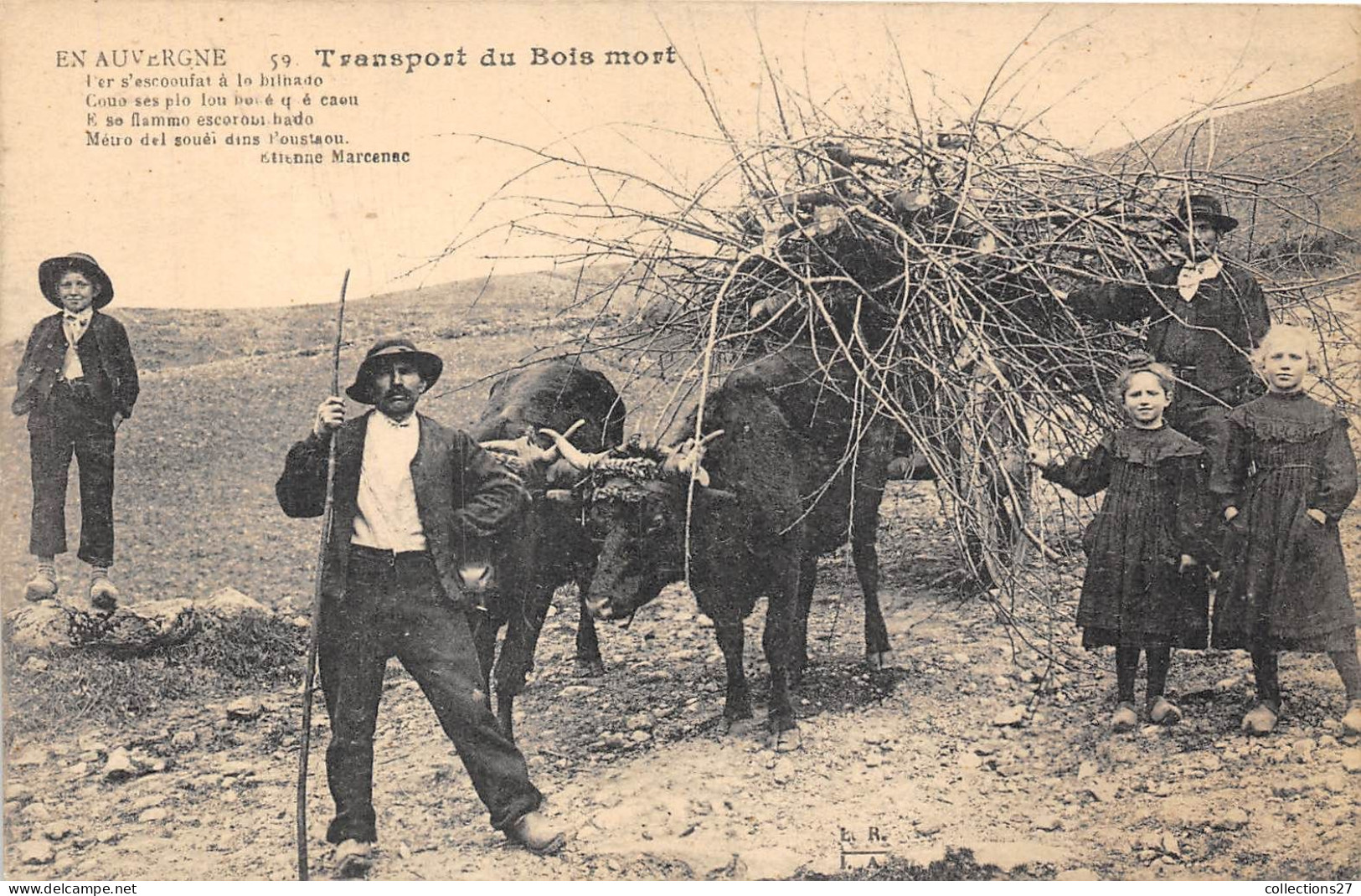 EN AUVERGNE- TRANSPORT DU BOIS MORT - Bauern