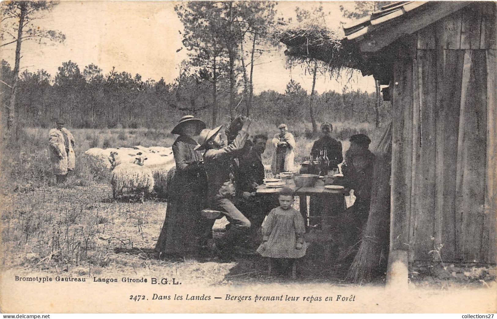 DANS LES LANDES- BERGERS PRENANT LEUR REPAS EN FORÊT - Viehzucht