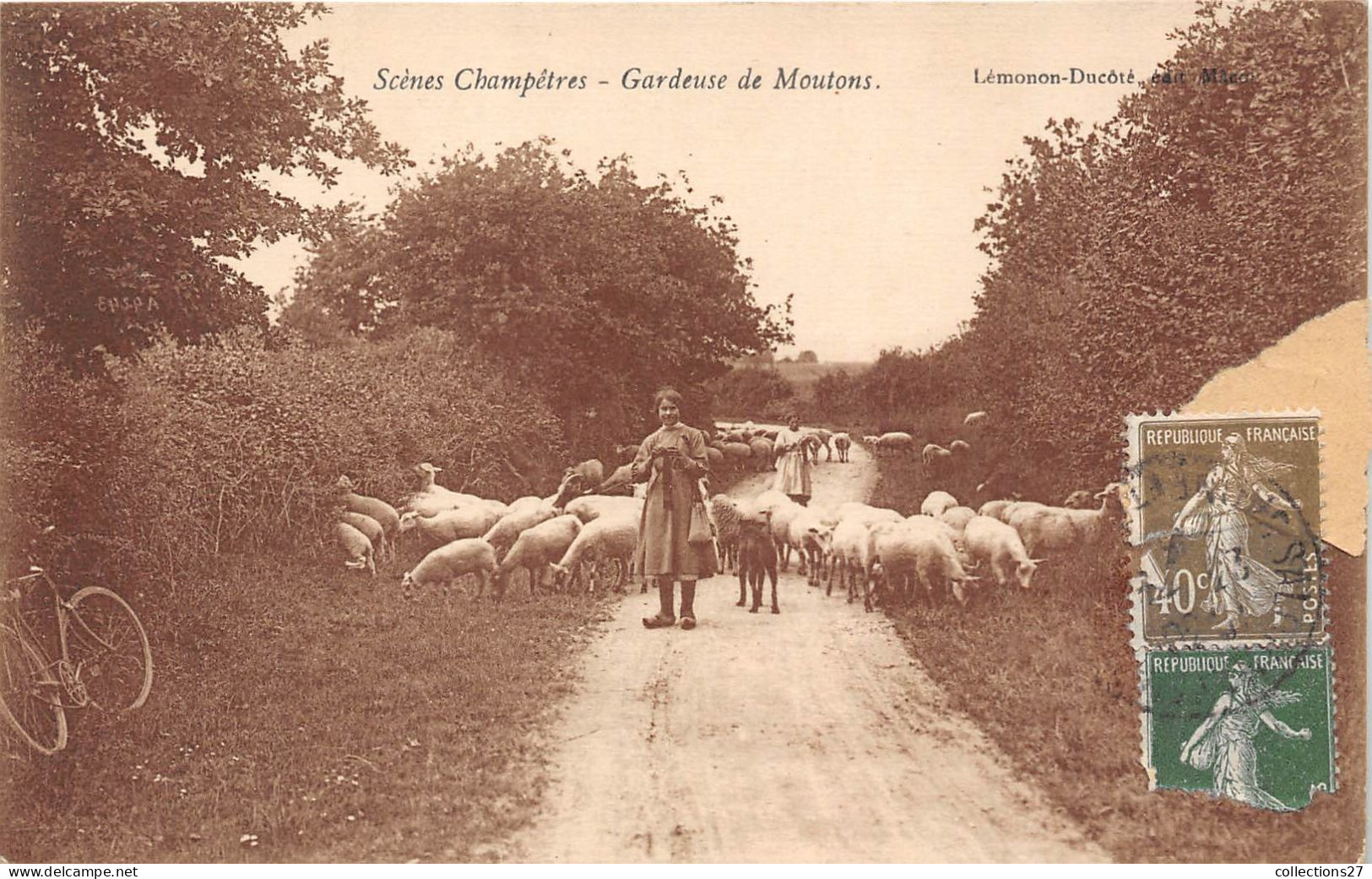 SCENES CHAMPÊTRE- GARDEUSE DE MOUTONS - Viehzucht