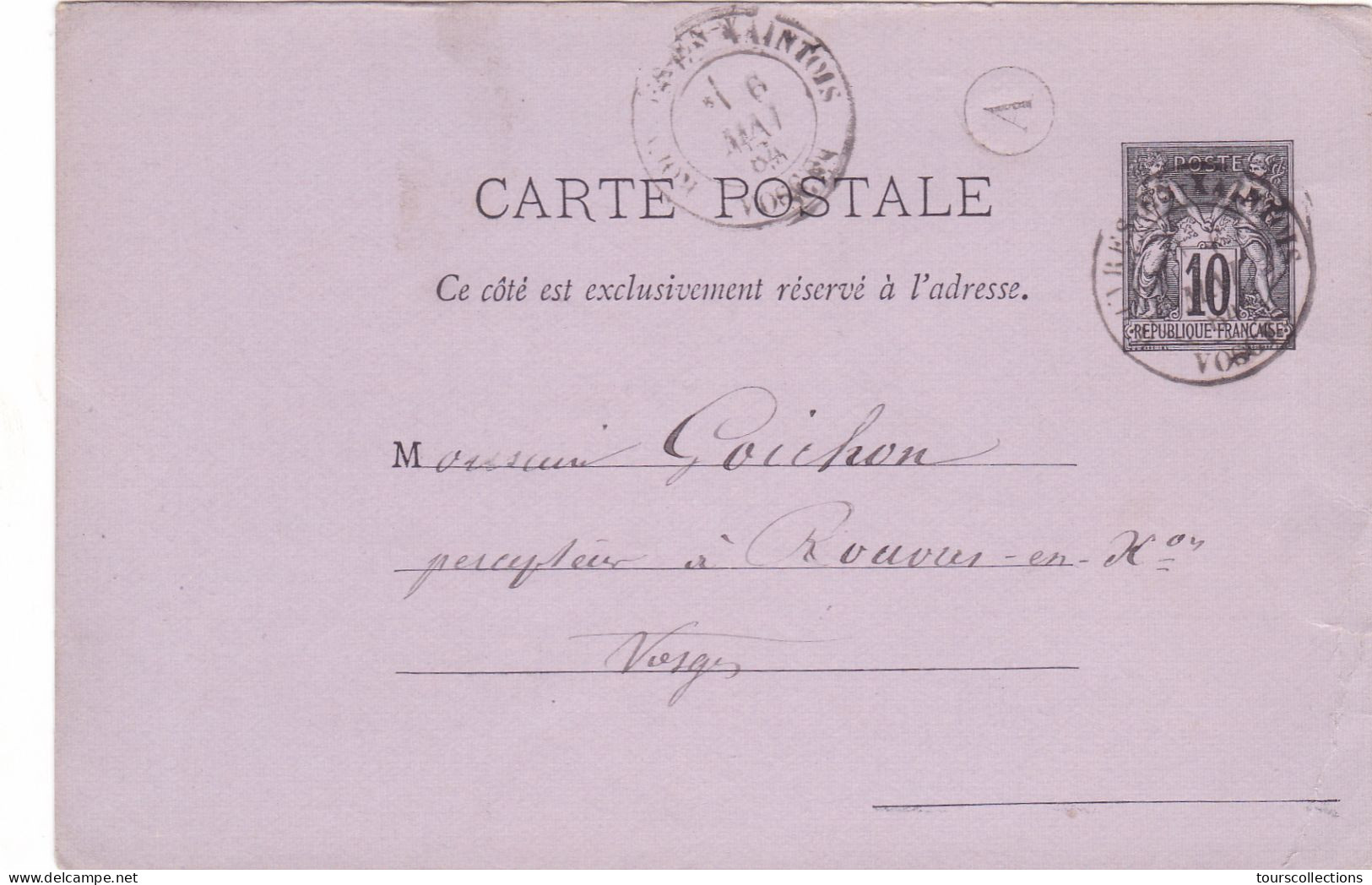 ENTIER POSTAL CARTE POSTALE De 1884 Cachet Rouvres En Xaintois 88 - Beurdouche Oëlleville à Goichon Percepteur Impôts - Cartes Précurseurs