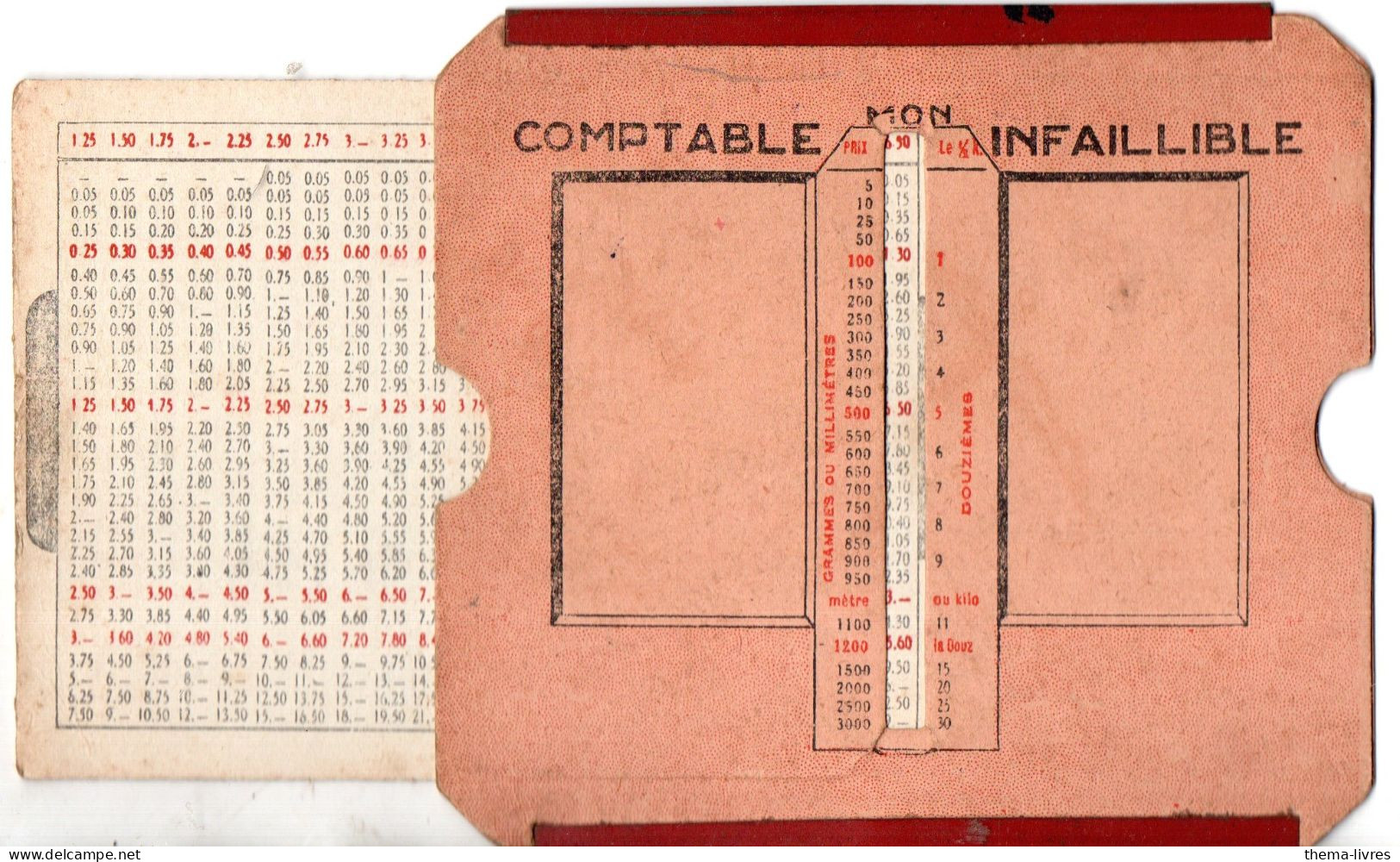 Règle à Système  (tirette MON  COMPTABLE INFAILLIBLE  (PPP45208) - Andere & Zonder Classificatie