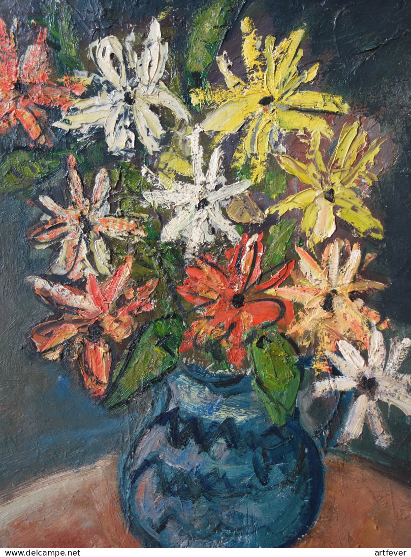 Roland DUBUC : Le Bouquet, Huile Sur Toile Signée - Huiles