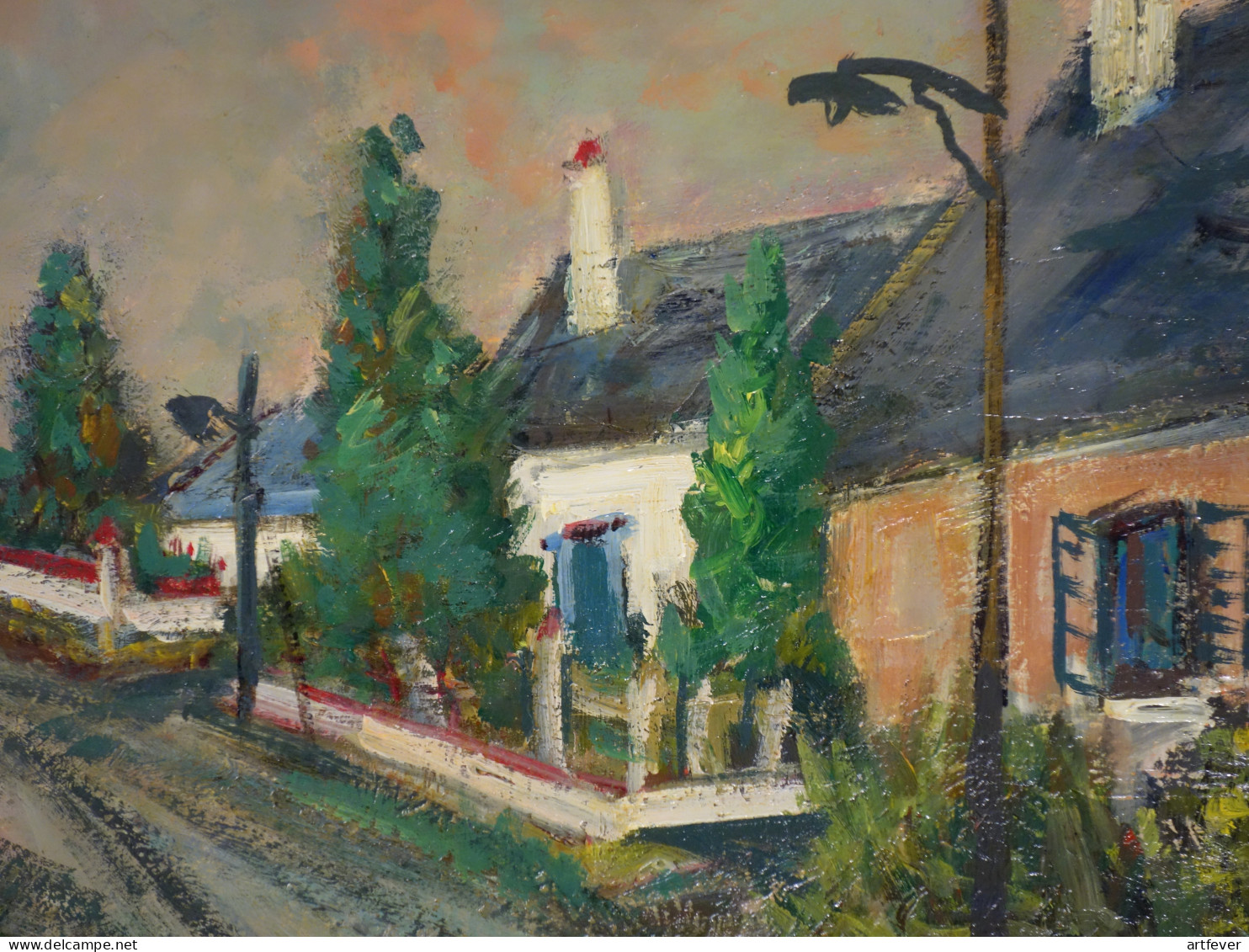 Roland DUBUC : Un Village En Normandie, Huile Sur Toile Signée - Oelbilder