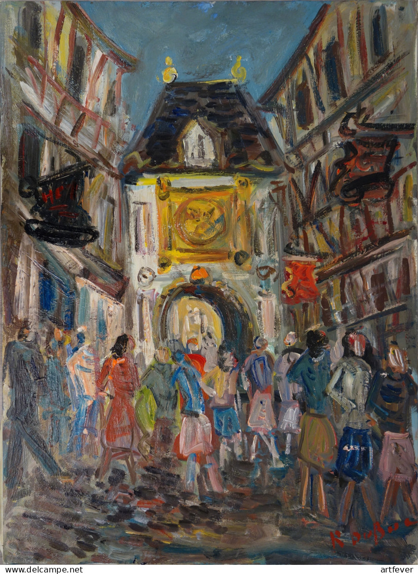 Roland DUBUC : Fête De Village, Huile Sur Toile Signée - Oils