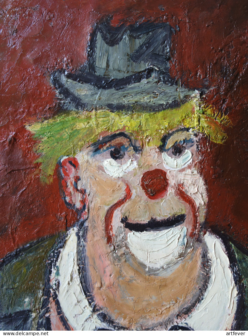Roland DUBUC : Clown, Huile Sur Toile Signée - Oils