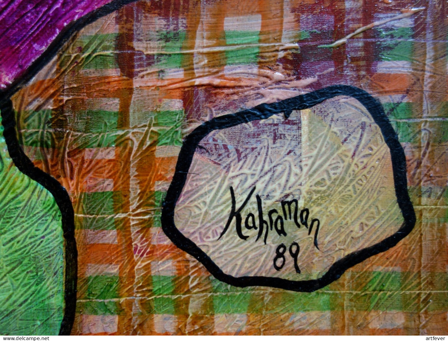 Hassan Ertugrul KAHRAMAN : Femme Multicolore, Huile Sur Toile Signée - Huiles