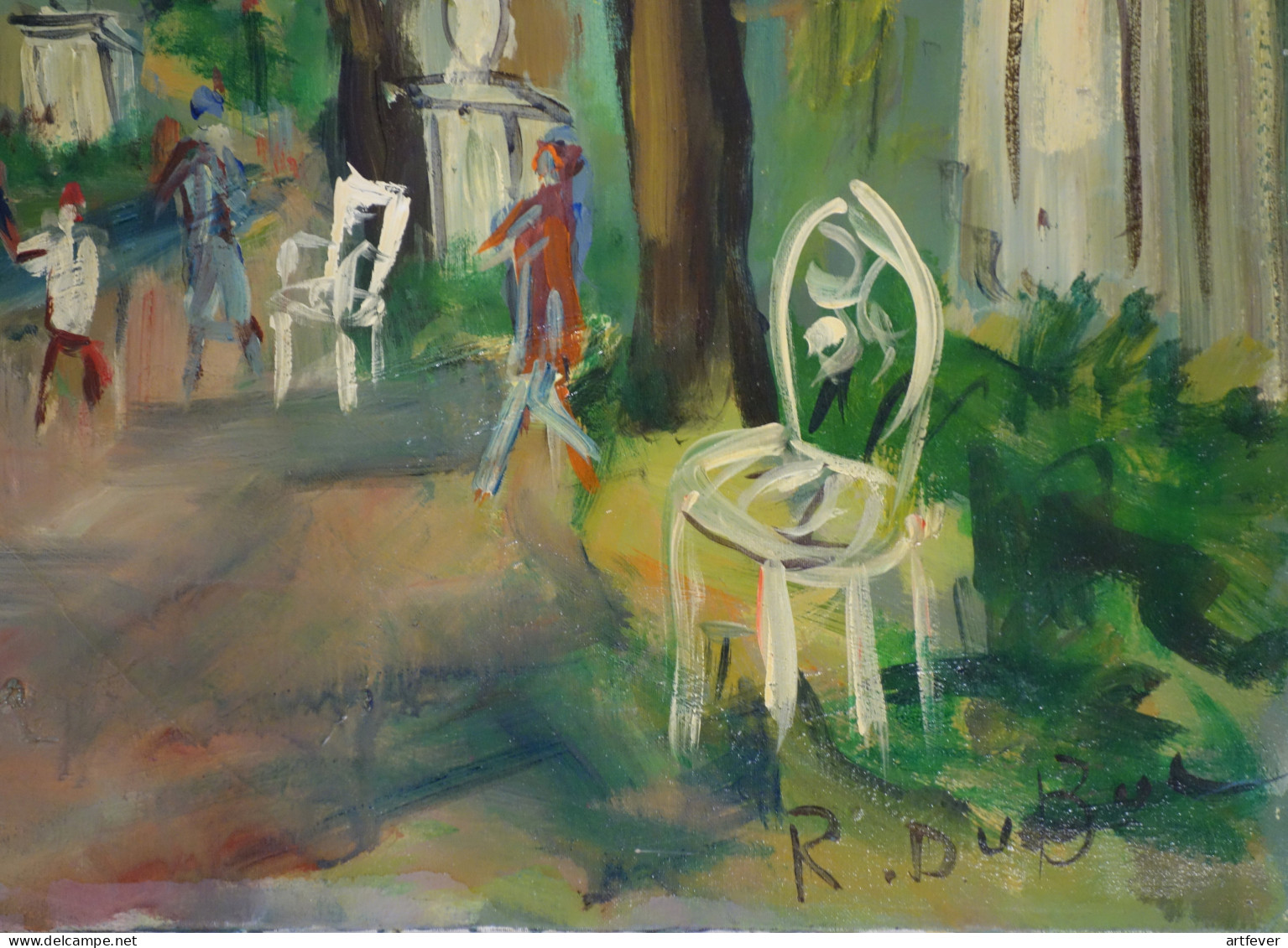 Roland DUBUC : Jardin Des Tuileries, Huile Sur Toile Signée - Olieverf