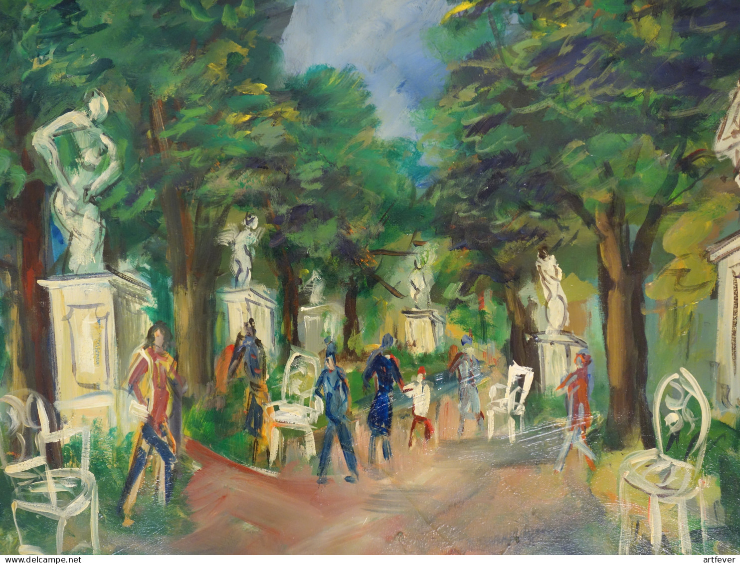 Roland DUBUC : Jardin Des Tuileries, Huile Sur Toile Signée - Huiles