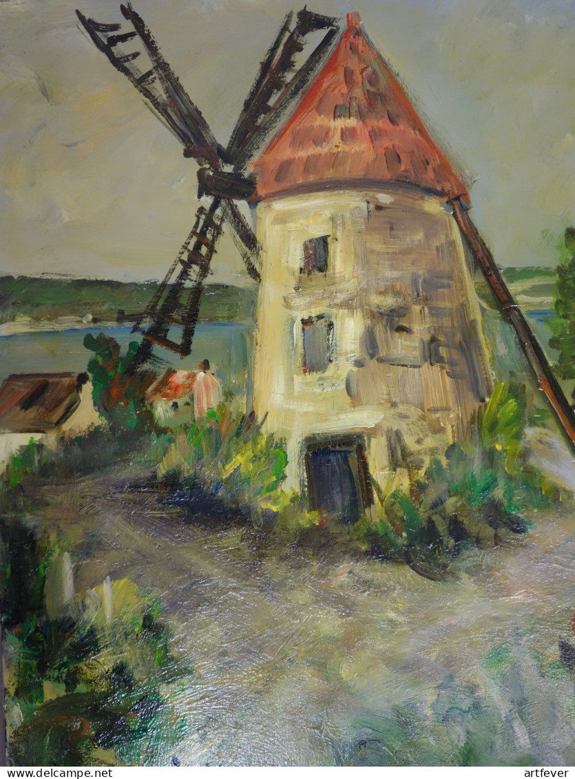 Roland DUBUC : Moulin De La Gironde, Huile Sur Toile Signée - Oelbilder