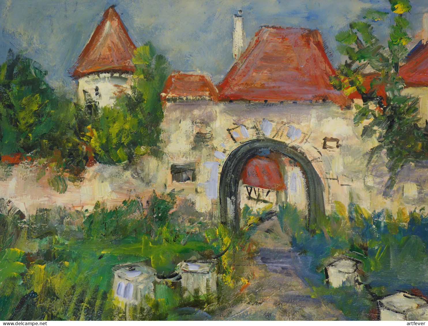 Roland DUBUC : Le Manoir St Luc, Huile Sur Toile Signée - Olieverf