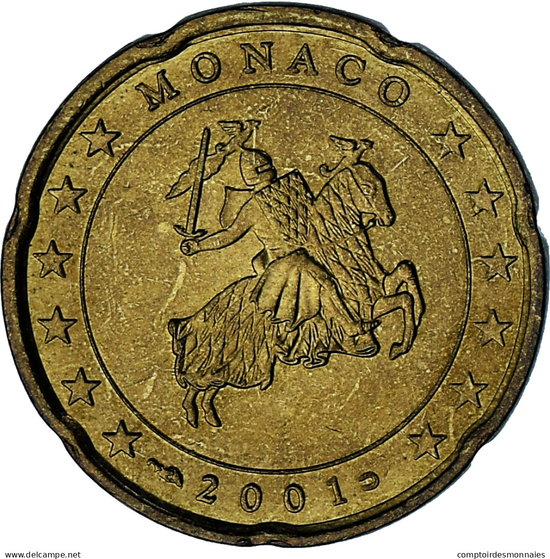 Monaco, Rainier III, 20 Euro Cent, 2001, Paris, TTB+, Laiton, Gadoury:MC176 - Monaco