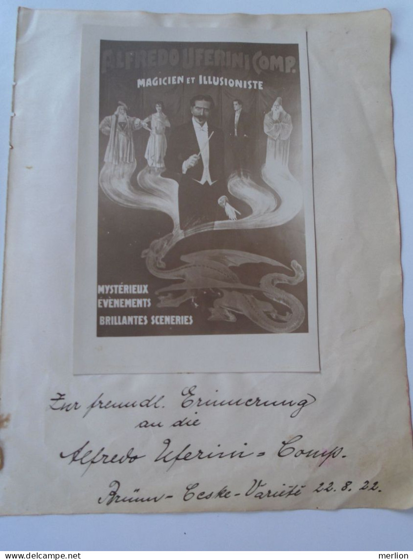 ZA452.10 Circus Memorabilia-  Alfredo Uferini (Alfred Ufer)  Photo And Autograph   -1922 Cirque  Brünn Ceske Variete - Schauspieler Und Komiker