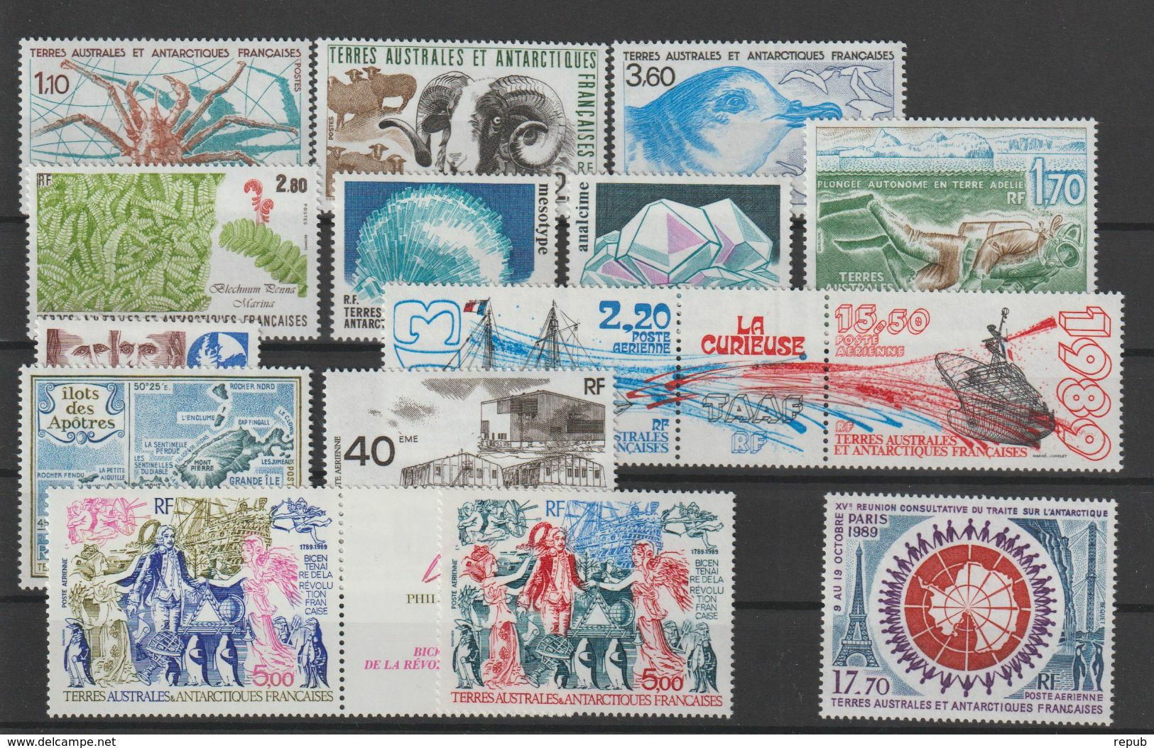 TAAF Année Complète 1989 140-147 Et PA 103-4, 106A Et 107-9 ** MNH - Full Years