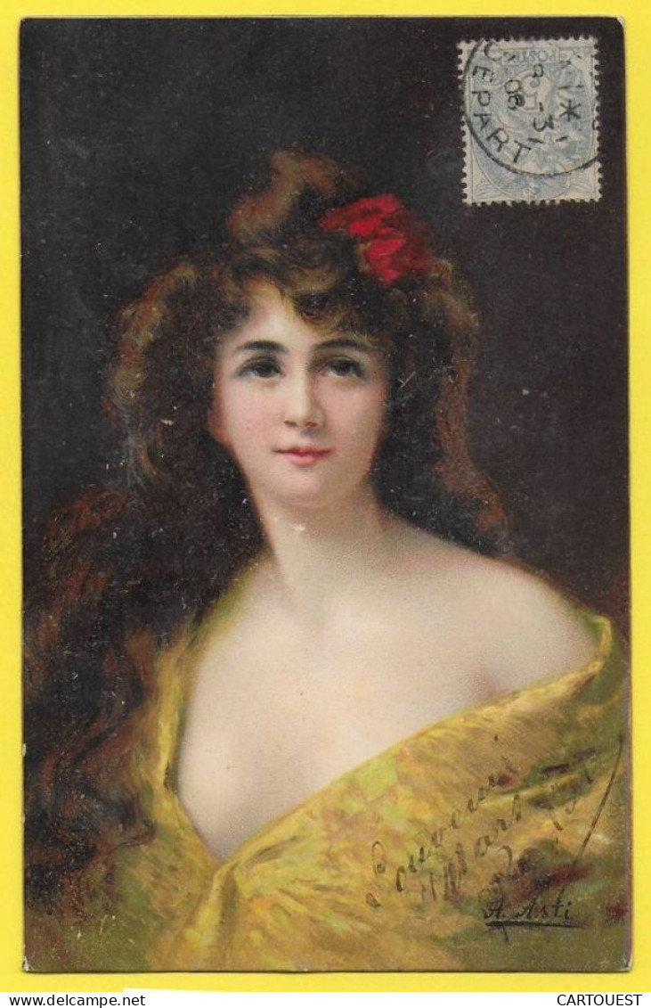 ILLUSTRATEUR Angelo  ASTI (1847-1903) Buste FEMME - FRAU - LADY  Très Peu Commune - Asti