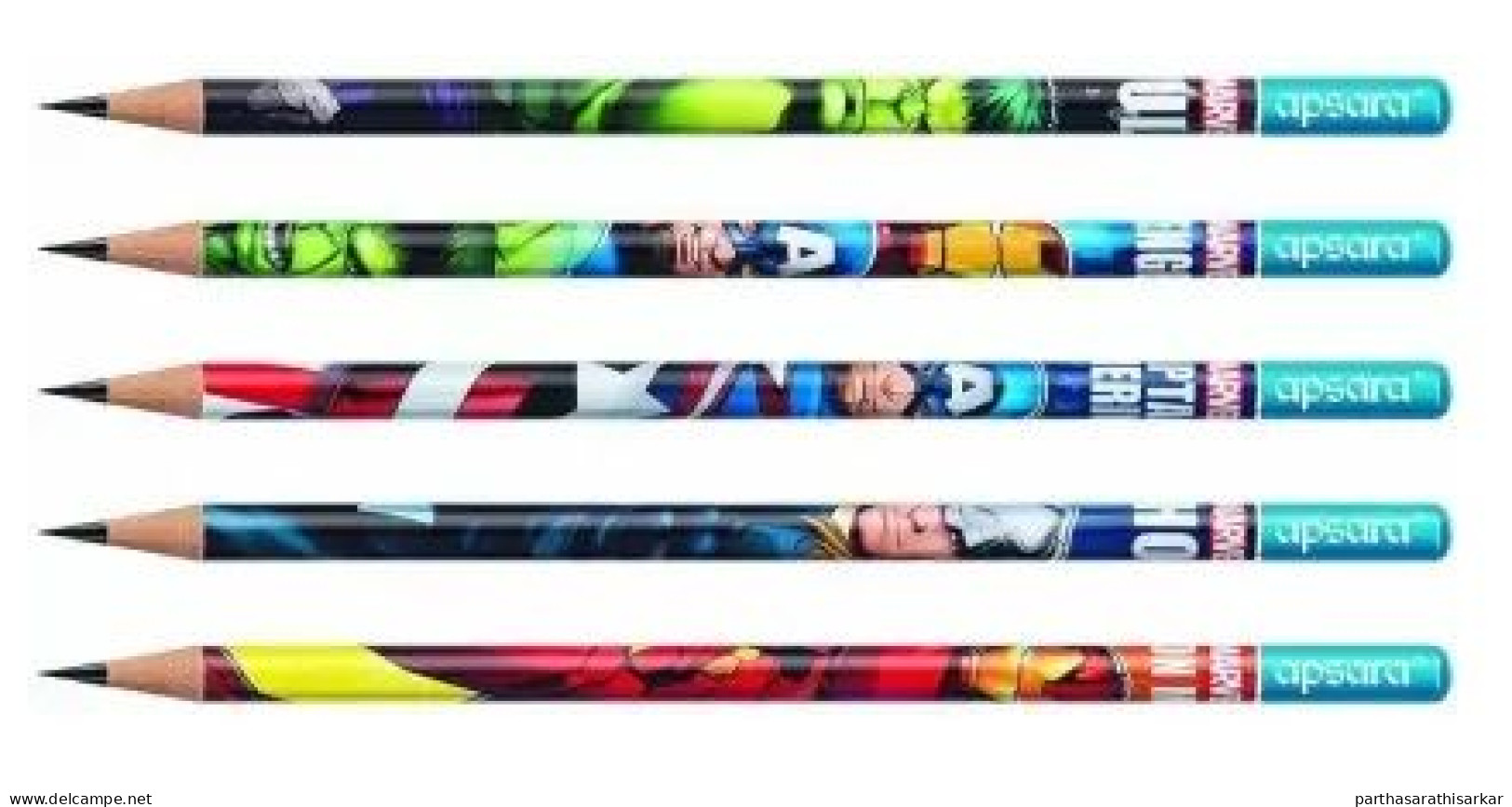 AVENGERS PENCILS FROM INDIA BRAND APSARA SET OF 5 PENCILS (2 SETS IN A PACK) - Timbri