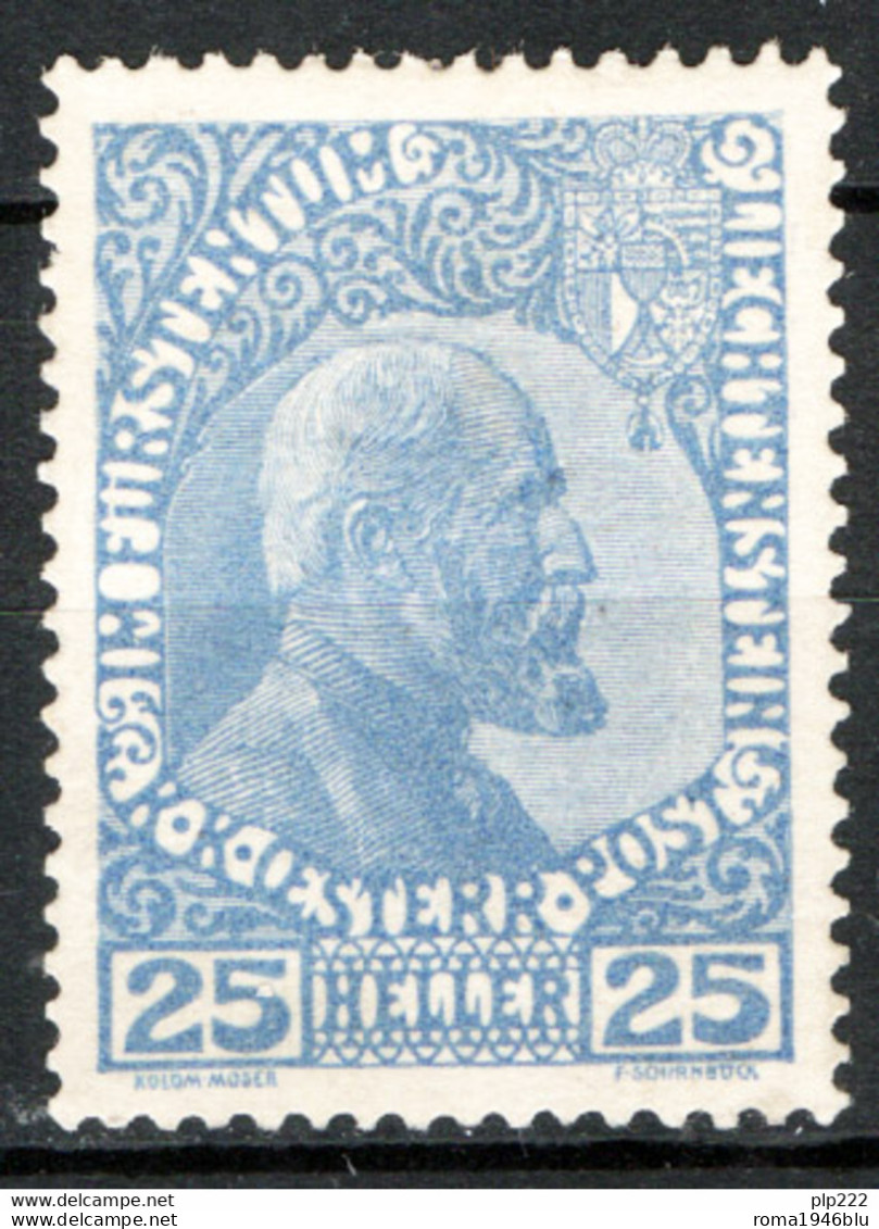 Liechtenstein 1912 Unif. 3b Oltremare **/MNH VF/F - Unused Stamps