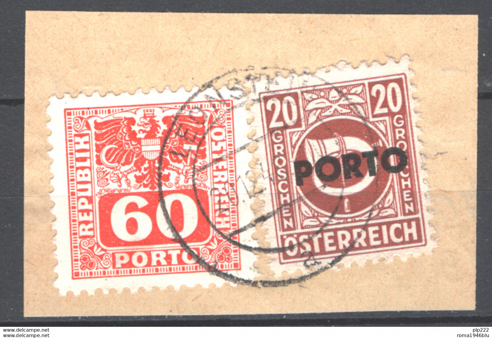 Austria 1946 Segnatasse Unif. S180+192 On Fragment O/Used VF/F - Taxe