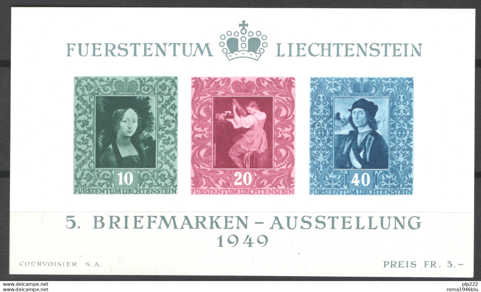 Liechtenstein 1949 Unif.BF8 **/MNH VF - Blocks & Kleinbögen