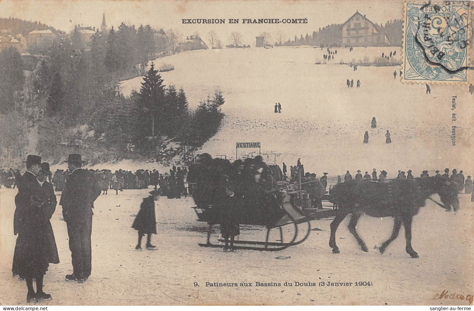 CPA 25 EXCURSION EN FRANCHE COMTE / PATINEURS AUX BASSINS DU DOUBS / 3 JANVIER 1904 - Sonstige & Ohne Zuordnung