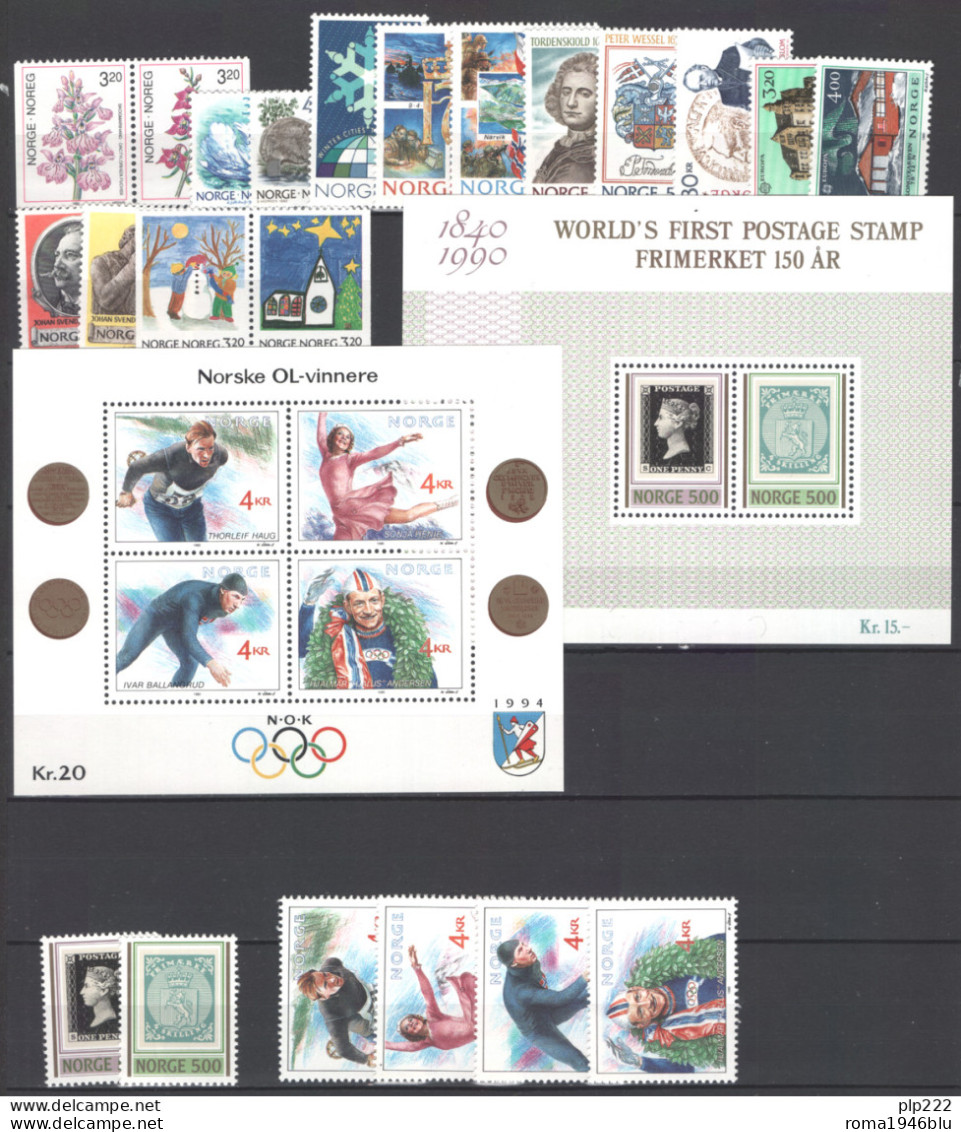 Norvegia 1990 Annata Completa / Complete Year Set **/MNH VF - Ganze Jahrgänge