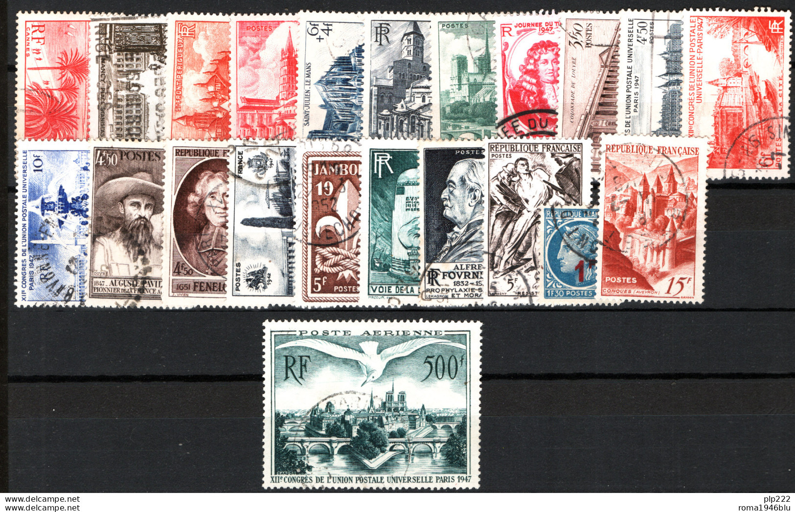 Francia 1947 Annata Completa Con Aerea / Complete Year Set With Air Mail O/Used VF/F - 1940-1949