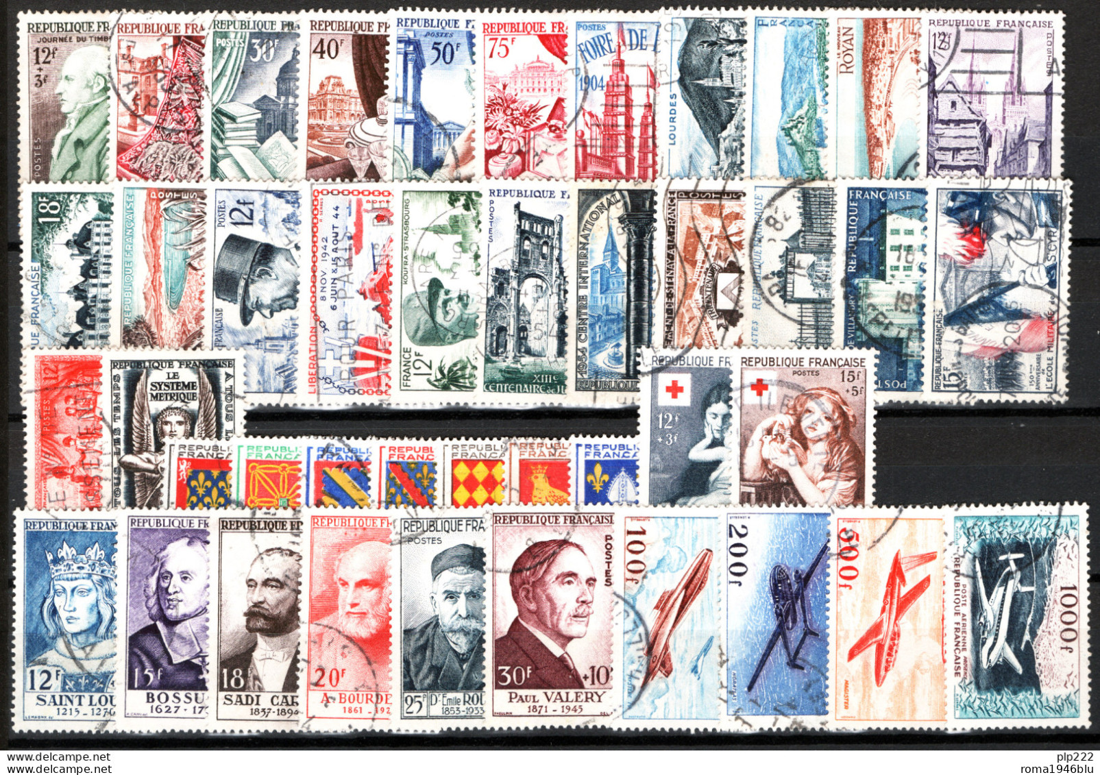 Francia 1954 Annata Completa Con Aerea / Complete Year Set With Air Mail O/Used VF/F - 1950-1959