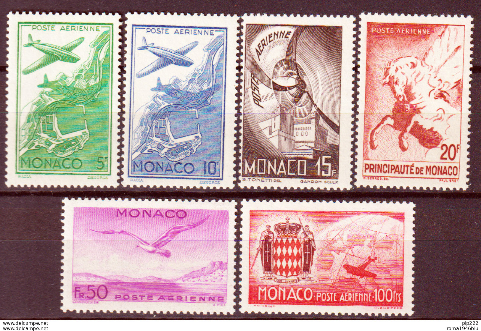 Monaco 1947 Unif. A2/7 **/MNH VF - Poste Aérienne