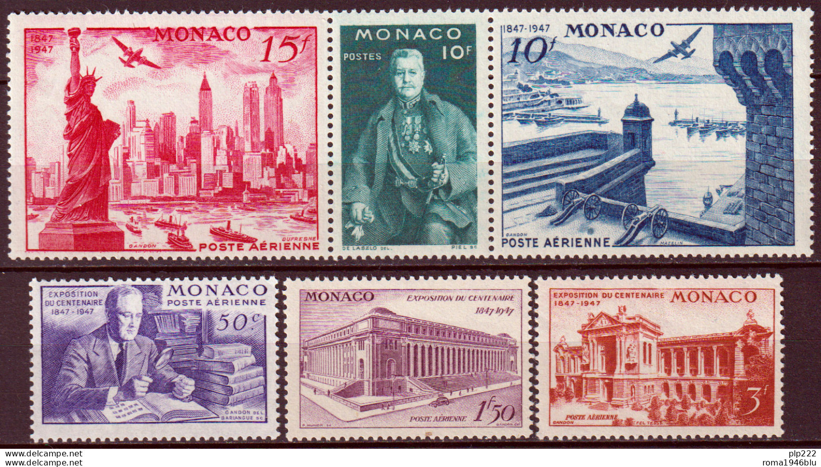 Monaco 1947 Unif. A22/27 **/MNH VF - Posta Aerea