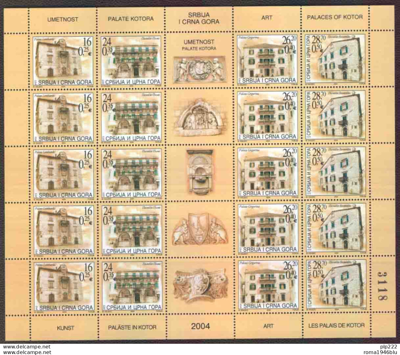 Jugoslavia 2004 Unif.3119/22 Minisheet Of 5 Strip **/MNH VF - Hojas Y Bloques