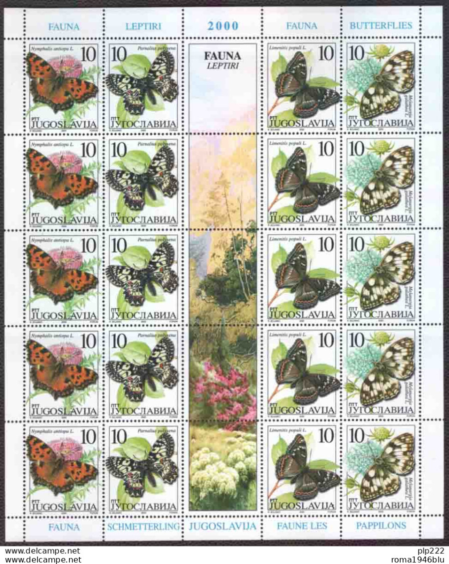 Jugoslavia 2000 Unif.2852/55 Minisheet Of 5 Strip **/MNH VF - Blocs-feuillets