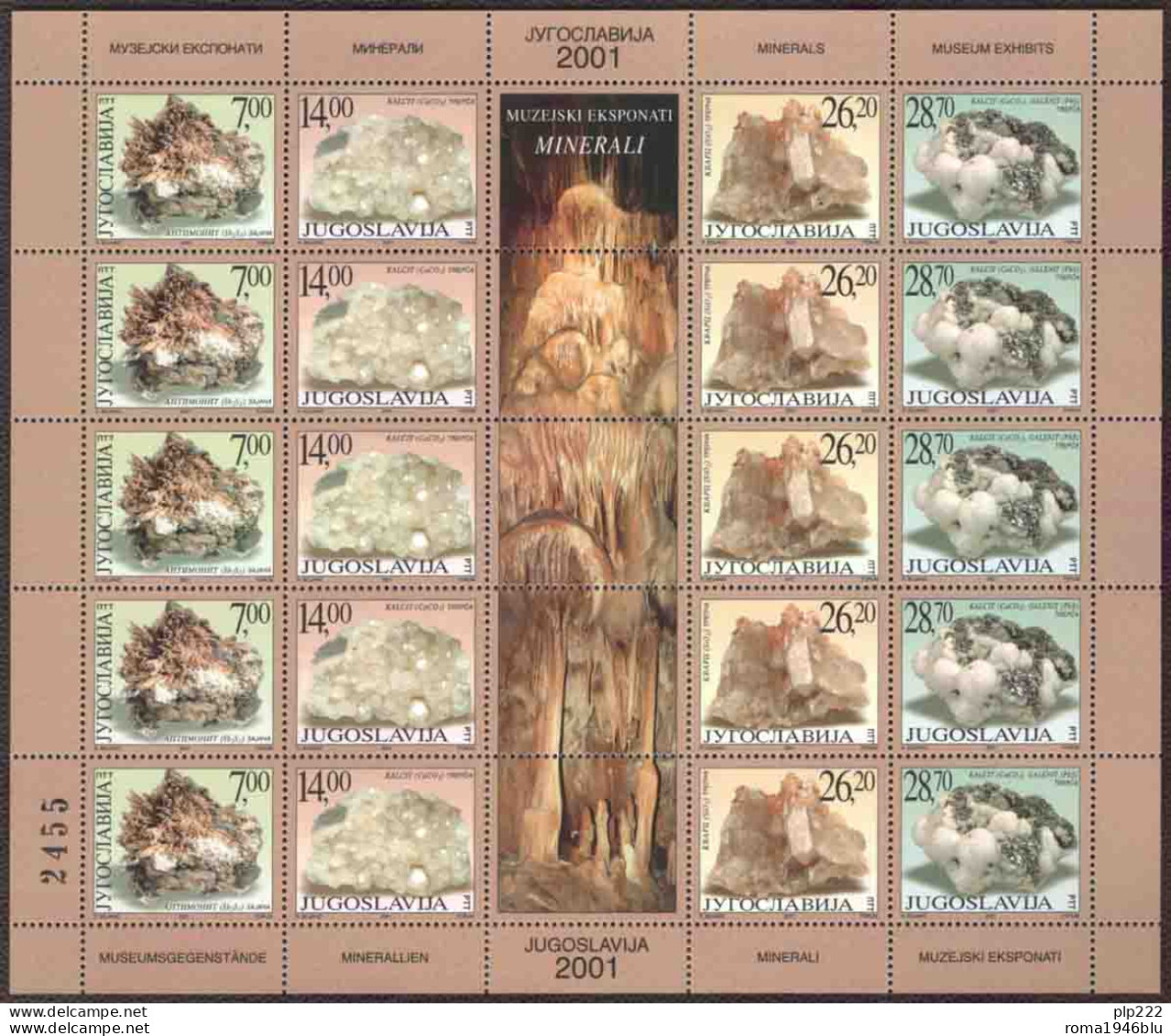 Jugoslavia 2001 Unif.2937/40 Minisheet Of 5 Strip **/MNH VF - Blocs-feuillets