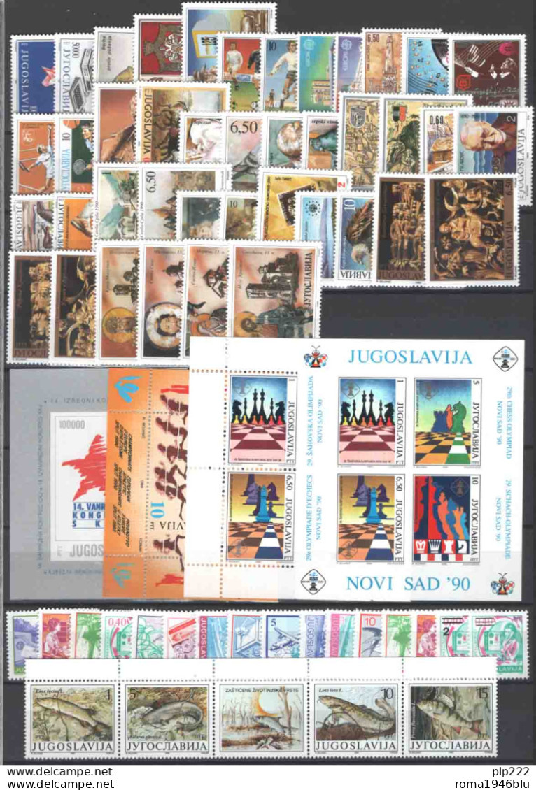 Jugoslavia 1990 Annata Completa / Complete Year Set **/MNH VF/F - Full Years