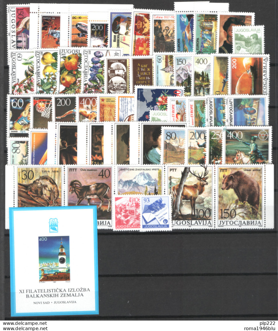 Jugoslavia 1987 Annata Completa / Complete Year Set **/MNH VF/F - Full Years