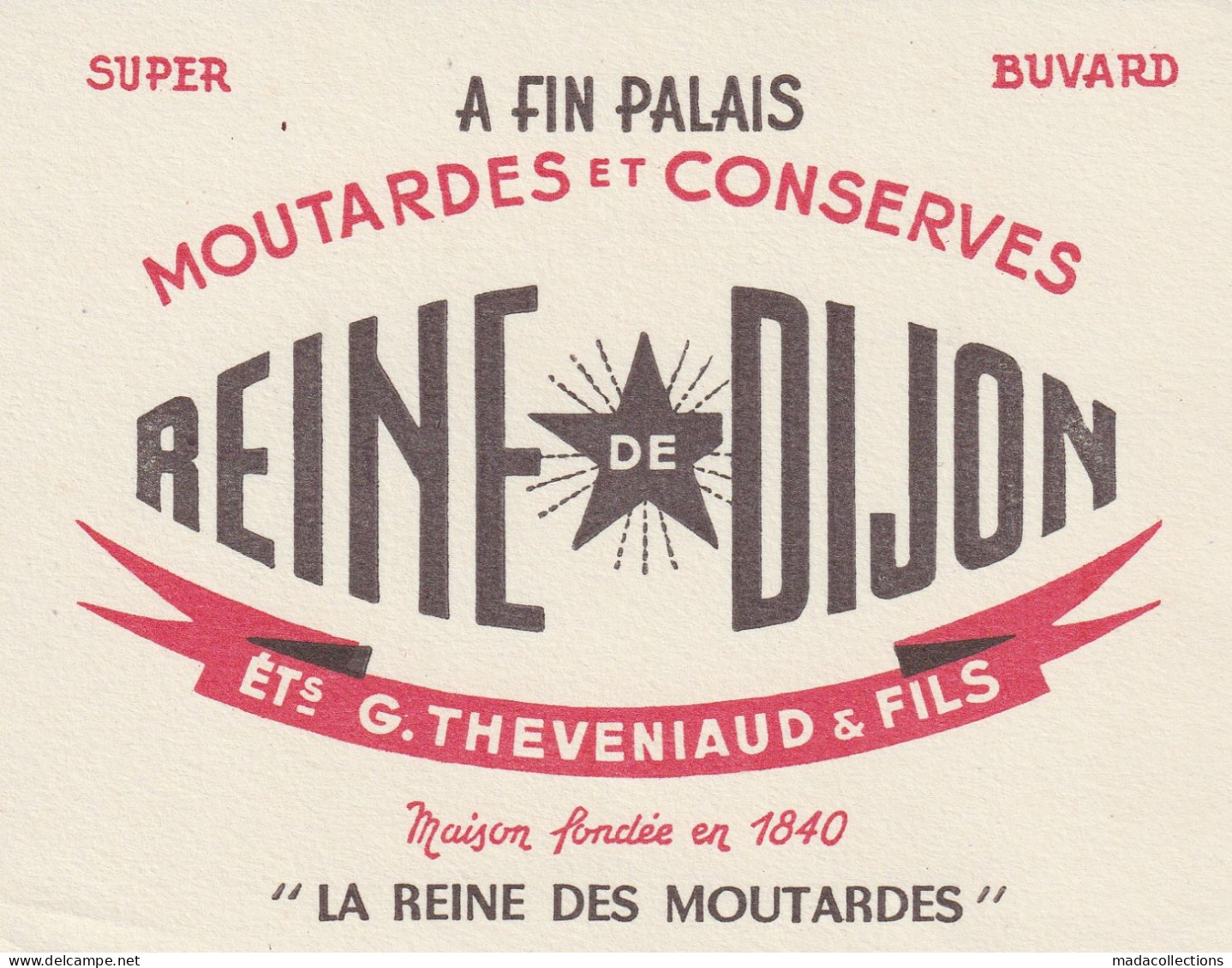 Buvard - Moutarde Reine De Dijon  - Ets G Theveniaud - Mostard