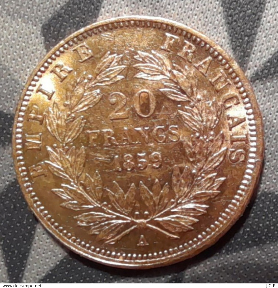 20 Francs Napoléon III Tête Nue 1859 A - 20 Francs (or)