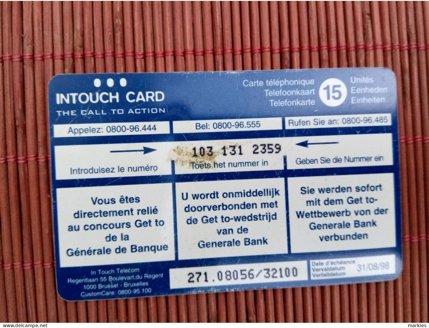 IntouchGnerale Bank 2 Photos Used  Rare ! - Cartes GSM, Recharges & Prépayées