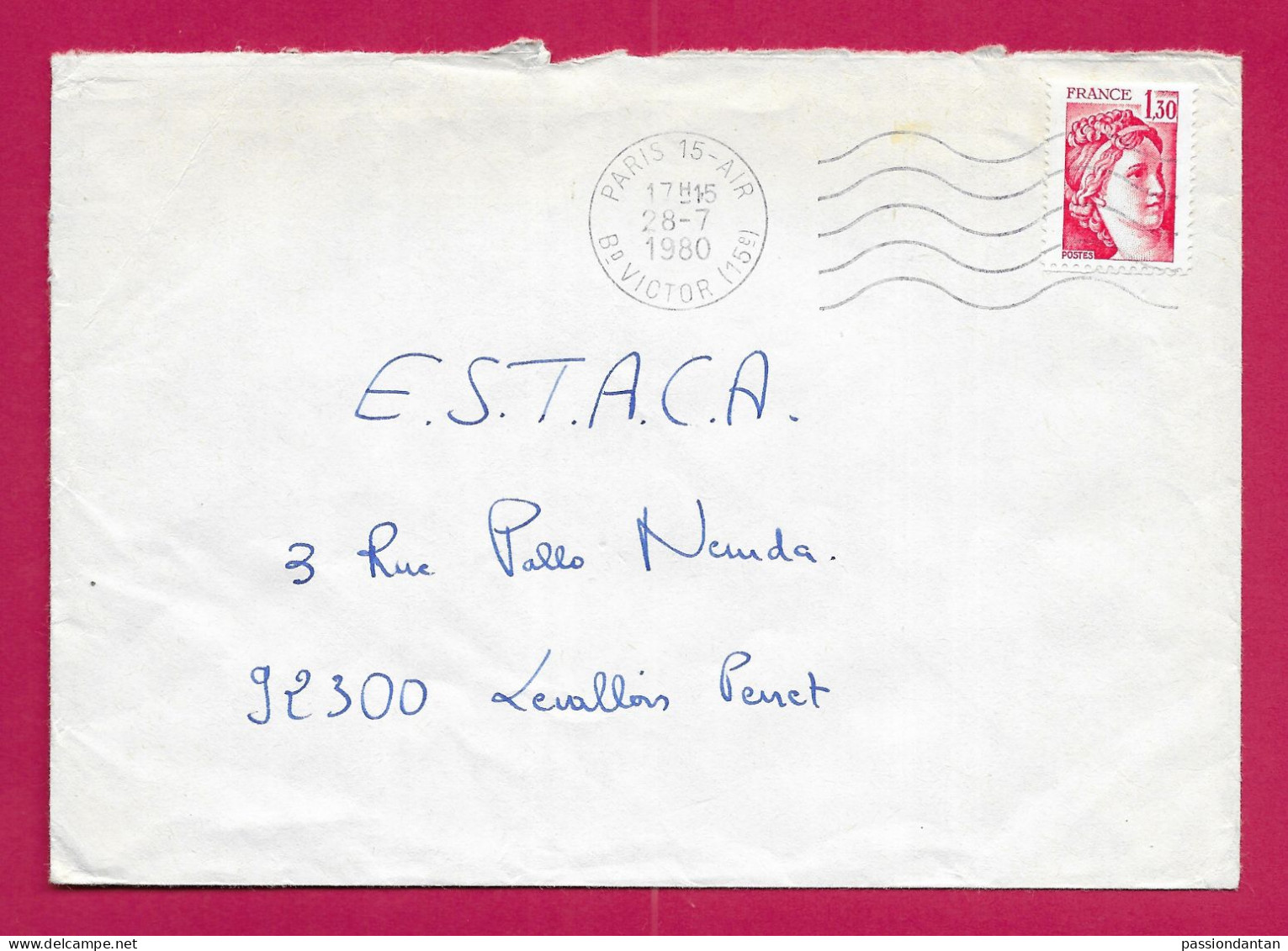 Enveloppe Datée Du 28 Juillet 1980 - Oblitération Paris 15 Air - Military Airmail