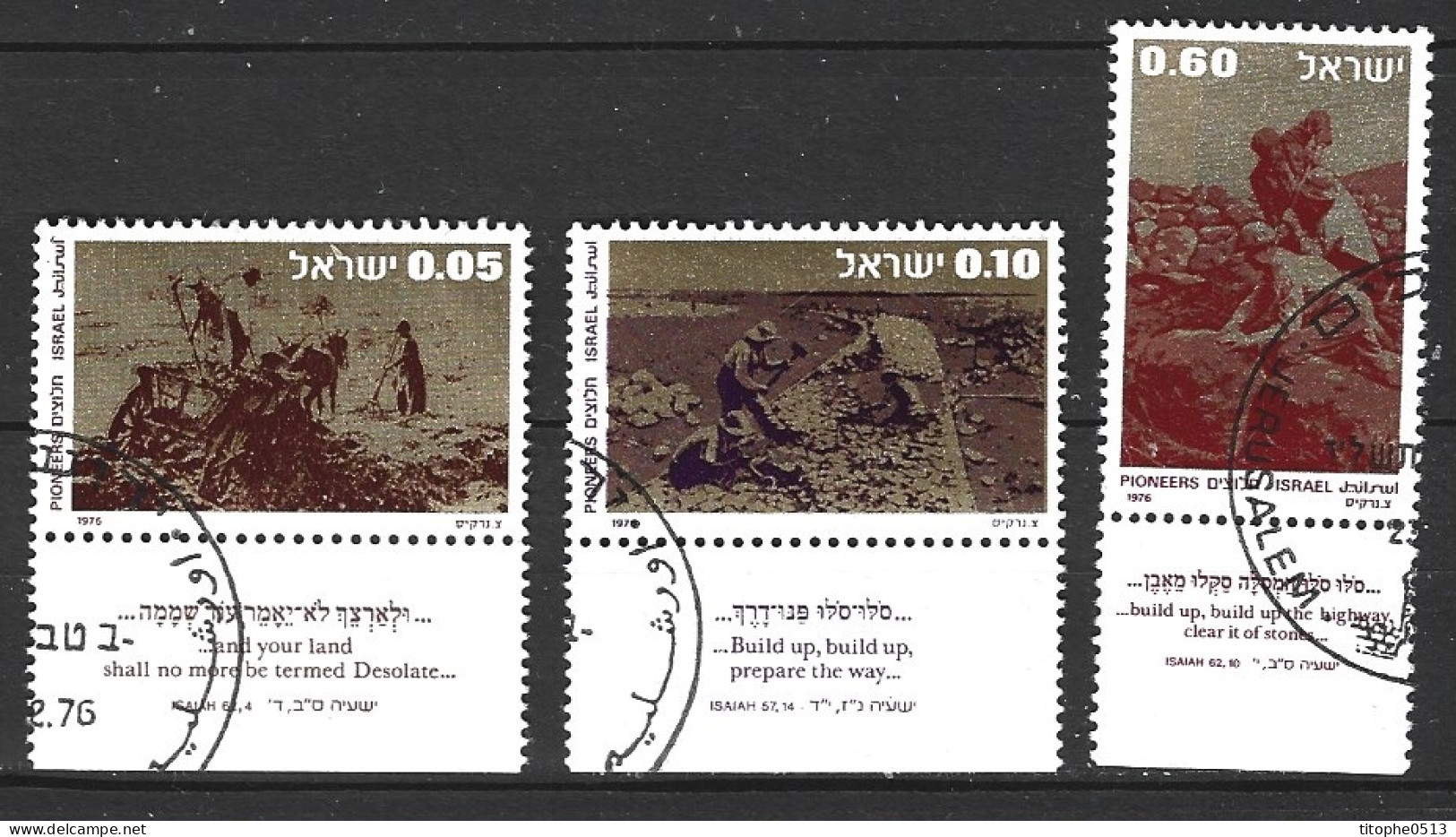 ISRAËL. N°625-7 Oblitérés De 1976. Pionniers. - Oblitérés (avec Tabs)