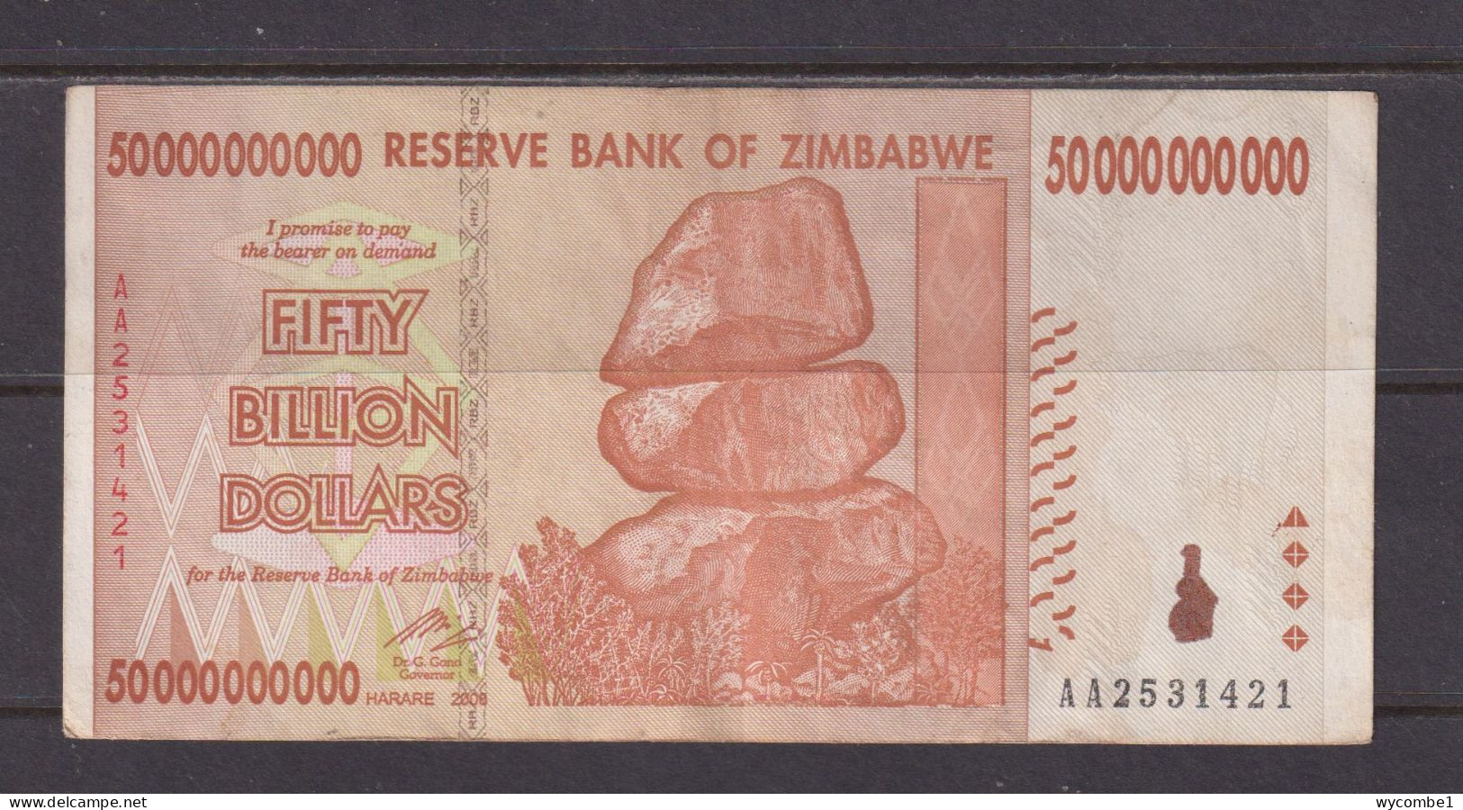 ZIMBABWE - 2008 50000000000 Dollars (Fifty Billion) Circulated Banknote As Scans - Zimbabwe