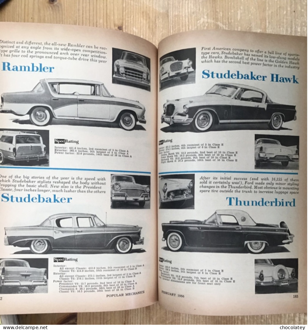 Popular mechanics magazine 1956 special auto section sportcars Corvette