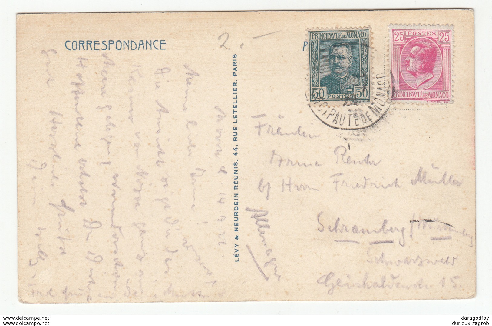 Monaco Stamps On Nice, La Jetée Old Postcard Travelled 1926 From Monaco B190101 - Lettres & Documents