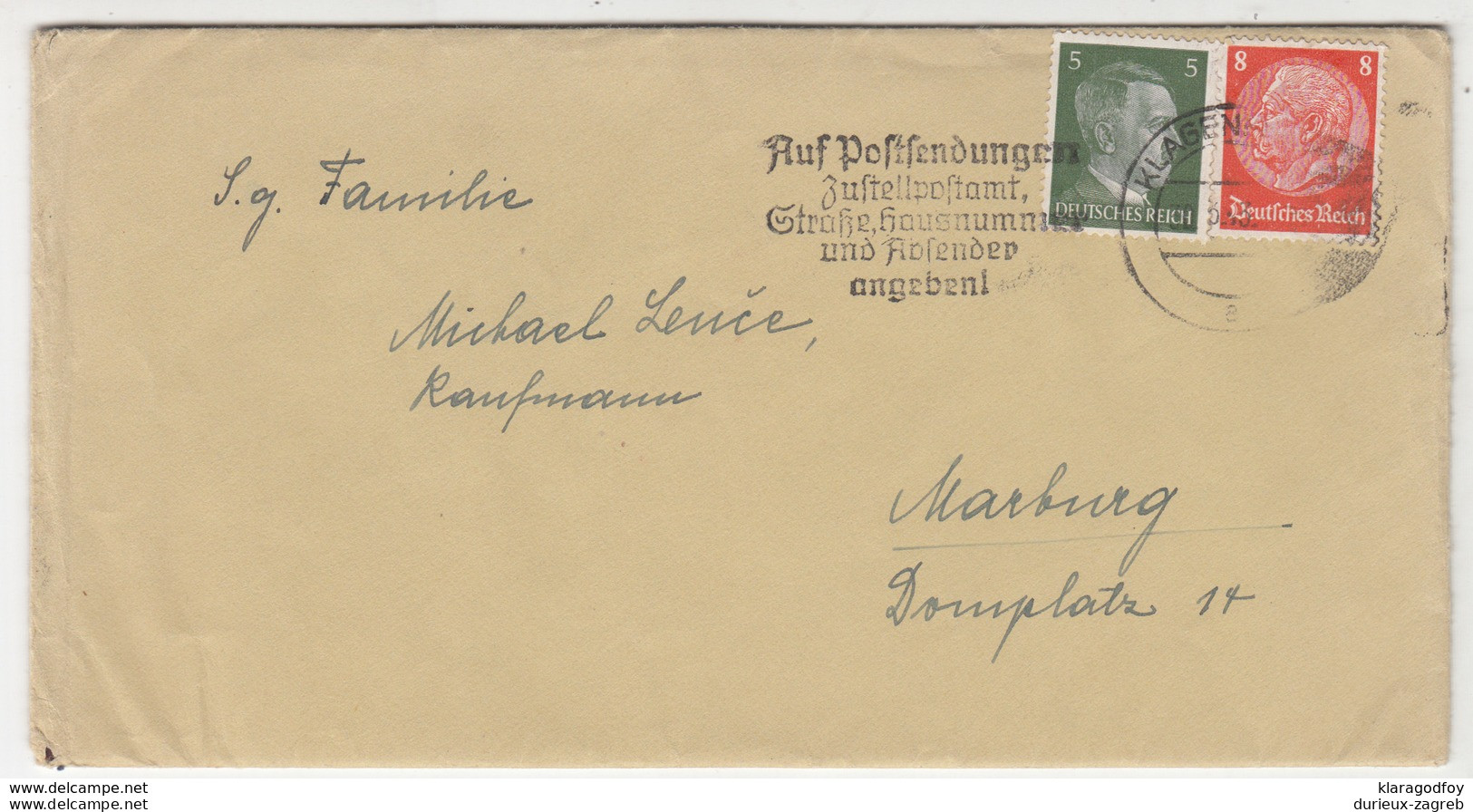 Czechoslovakia, Slogan Pmk On Letter Cover Travelled 1943 Klagenfurt Pmk B180425 - Covers & Documents