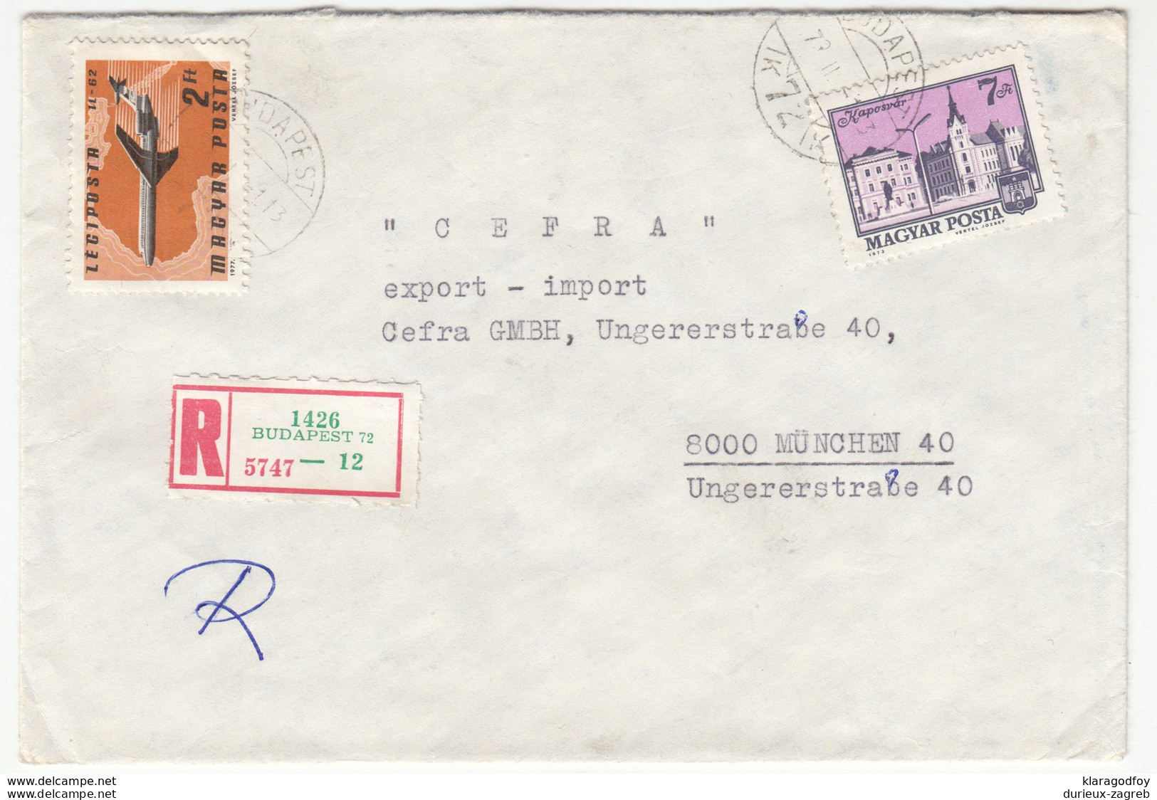 Hungary, Letter Cover Registered Travelled 1974 Budapest Pmk B180425 - Covers & Documents