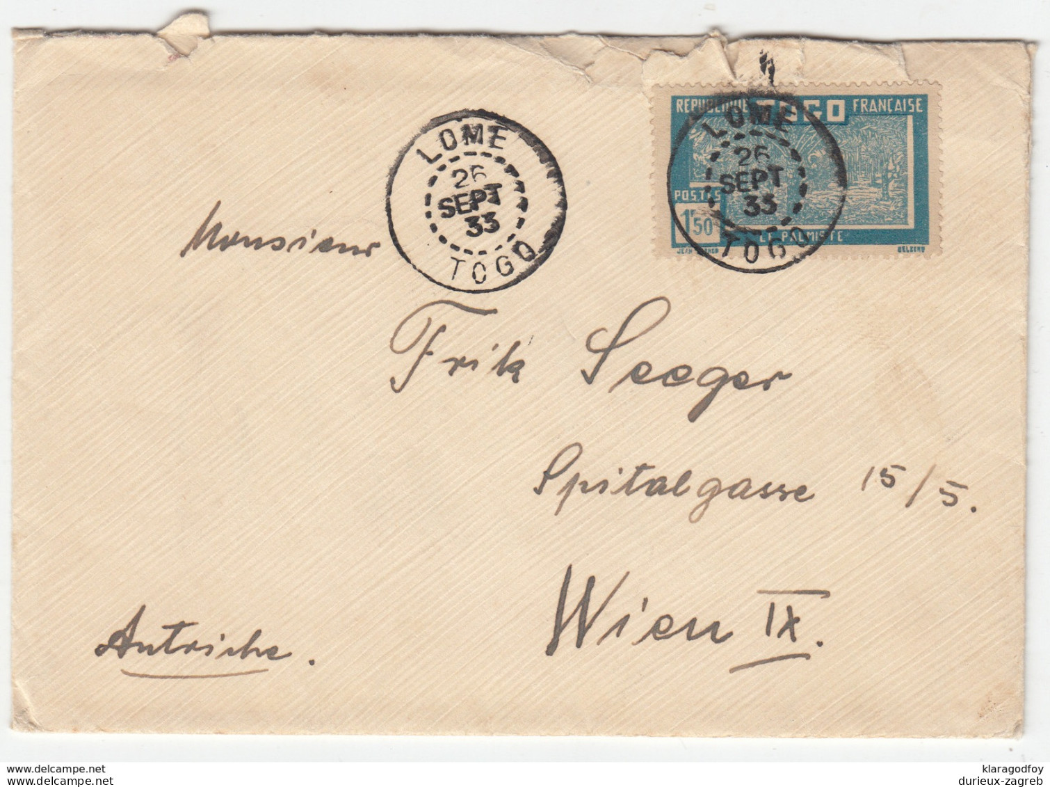 Togo, Letter Cover With Letter Inside Travelled 1933 Lomé Pmk D B180103 - Lettres & Documents