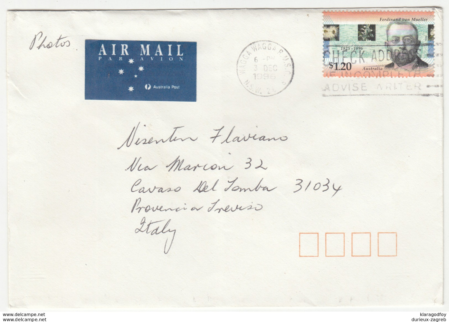 Australia, Airmail Letter Cover Travelled 1996 Wagga Wagga Pmk B171212 - Cartas & Documentos
