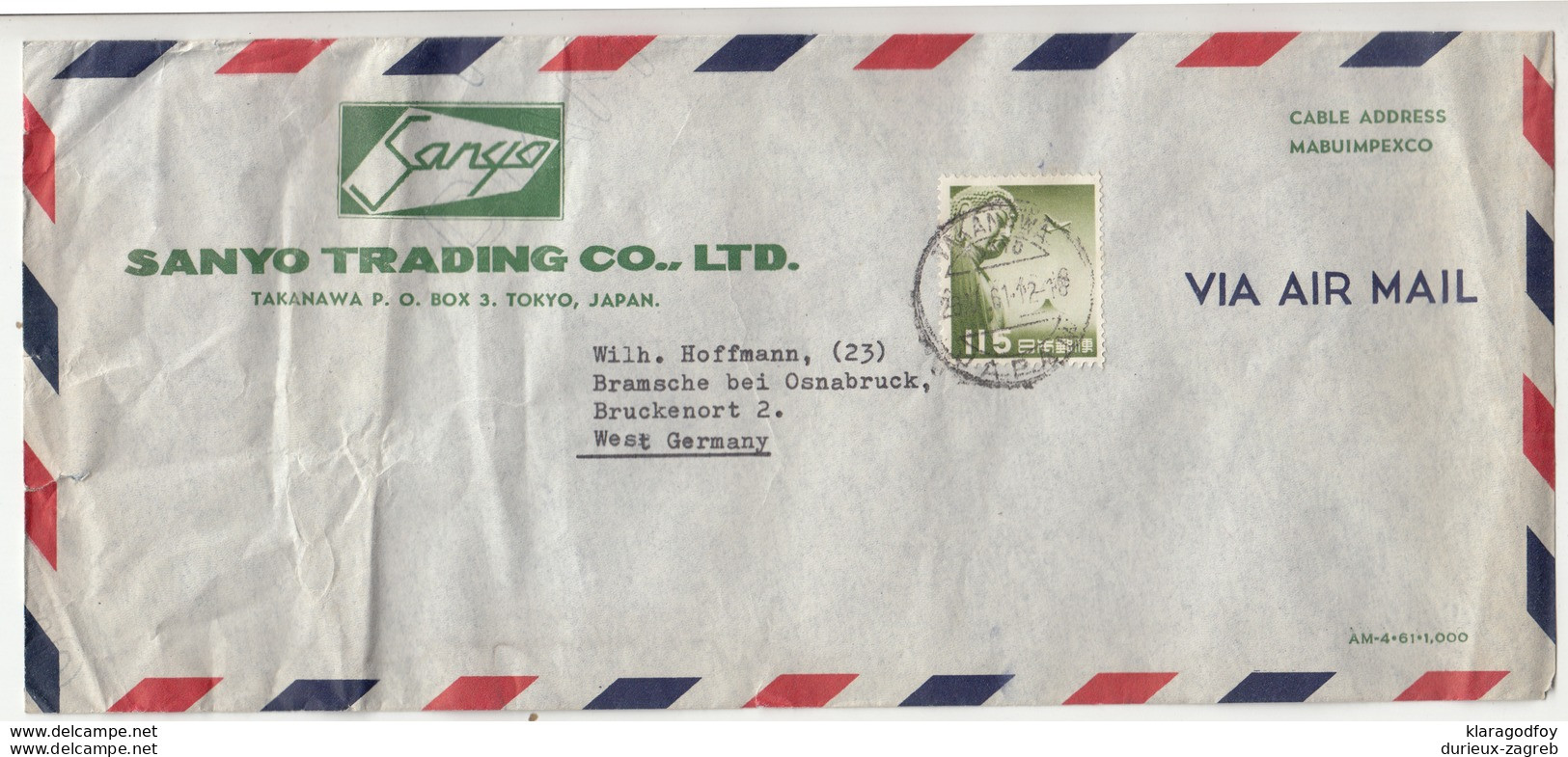 Sanyo Trading Co, Takanawa Company Air Mail Letter Cover Posted 1961 To Germany B200120 - Cartas & Documentos
