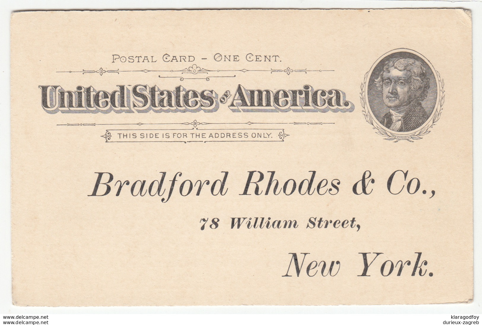 Bradford Rhodes & Co. Preprinted Postal Stationery Postcard 1894 Unused Bb190120 - ...-1900
