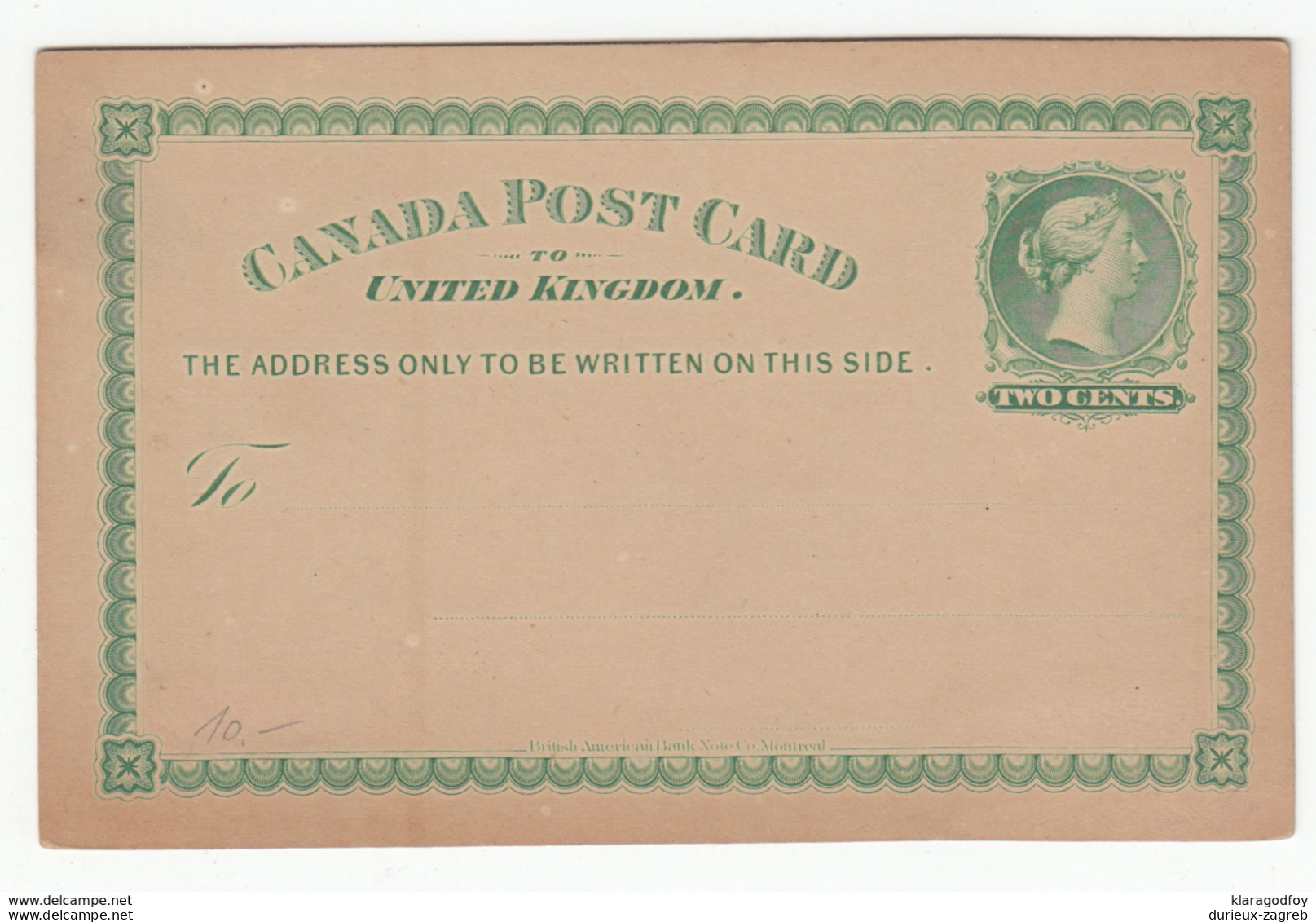 Canada Old Postal Stationery Not Used Bb170125 - 1860-1899 Victoria