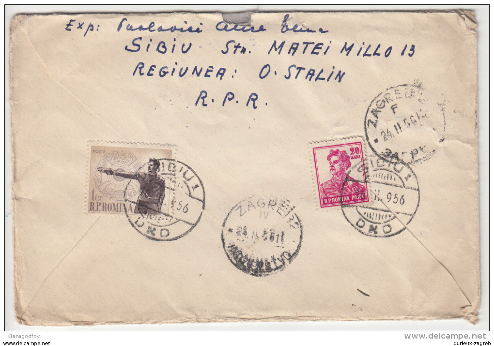 Romania 2 Registered Letters Travelled 1956 & 1959 Sibiu To Zagreb With Contents *b160920 - Storia Postale